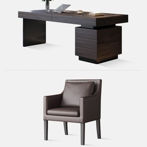 Escritorio de oficina de madera maciza minimalista de diseño moderno, escritorio de estudio de gama alta, escritorio de ordenador minimalista italiano para oficina - Product Image 4