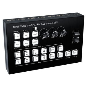 Commutateur SYONG 4HDTV en 2HDTV Out, Commutateur de Diffusion en Direct Multi-Canal, Mixeur Audio 2MIC/LINE In/LINE Out, <span class=keywords><strong>Capture</strong></span> RS232 Type-C USB3.0 - Product Image 1