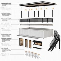 Maison conteneur modifiée en acier préfabriqué, maison modulaire, café-restaurant 20ft 40ft avec balcon