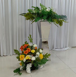 แท่นวางแสดงดอกไม้ทรงกระบอกทรงสี่เหลี่ยมประดับฐานสีทองสำหรับงานแต่งงานงานปาร์ตี้ - Product Image 3