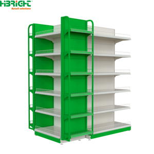 Estanterías de Góndola de Doble Cara para Supermercados, Exhibidores de Venta al por Menor, Estanterías con Acabado de Madera Negra, Accesorios para Tiendas - Product Image 4