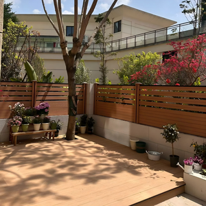 Gỗ nhựa <span class=keywords><strong>composite</strong></span> hàng rào Bảng điều chỉnh vườn cổng cửa sự riêng tư WPC hàng rào bài Set Kit giá với khung nhôm - Product Image 2