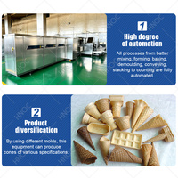 Ligne de production automatique de cornets de glace croustillants HNOC, machine à fabriquer des cornets en gaufrettes sucrées