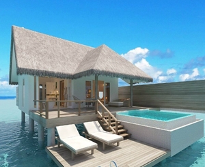 Maison de plage au-dessus de l'eau bungalow construction rapide <span class=keywords><strong>cabane</strong></span> de villégiature préfabriquée aux Maldives - Product Image 3
