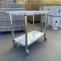 Station de travail mobile robuste en acier inoxydable 201/304, table avec 4 roulettes, résistante à la corrosion, 300 kg/m, cuisine commerciale