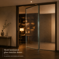Verre de sécurité décoratif stratifié avec treillis métallique 4mm 5mm 6mm CE SGCC pour cloison intérieure de luxe, écran de porte, sur mesure