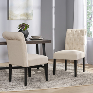Chaises de salle à manger modernes et convertibles, pieds en bois, tissu en lin, chaises de salle à manger de luxe, lot de 2 pour appartement - Product Image 2