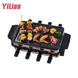 Sartén eléctrica automática multifunción para crepes de casa, máquina de hierro fundido para kebab, parrilla de cocina para balcón, 1500W