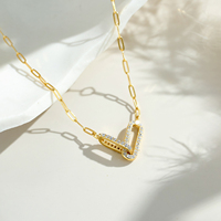 FUAMAY Collar 18K chapado en oro 925 Plata Paperclip collar delicado infinito entrelazado diamante CZ Collar para mujer