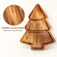 Plateau en acacia de 12 pouces pour la cuisine, plateau de table en bois pour servir des fruits, des biscuits, des noix, des outils de rangement pour Noël