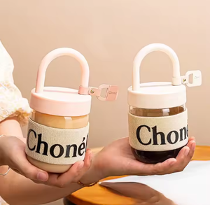 可爱女性品牌设计玻璃杯带手柄女孩小礼物硼硅酸盐玻璃杯水瓶 - Product Image 4