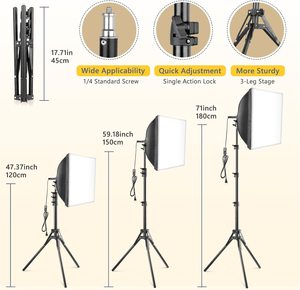 Kit d'éclairage photo Softbox professionnel avec LED 85W 3000-7500K pour photographie et enregistrement vidéo - Product Image 3