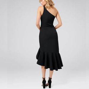 Womens formal casual <strong>dress</strong> one shoulder fishtail asymmetrical <strong>frill</strong> midi <strong>dress</strong> Haohoo anti-static - Product Image 4