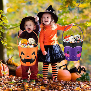 Panier de rangement en coton tissé, écologique, fait main, couleur personnalisable, motif citrouille et démon d'Halloween, idéal pour bonbons et cadeaux pour enfants - Grande Vente - Product Image 2