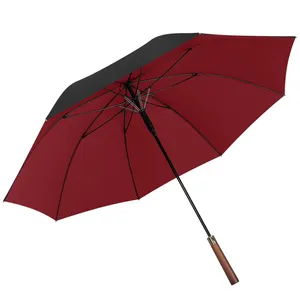 Высококачественный деловой прямой зонт с большим навесом 27 дюймов с деревянной ручкой зонт для гольфа с крышкой для зонта по индивидуальному заказу