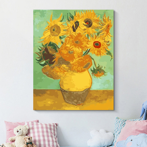Diy pintado a mano <span class=keywords><strong>Van</strong></span> <span class=keywords><strong>Gogh</strong></span> pintura al óleo girasoles carteles e impresiones pintura al óleo sobre lienzo arte pared imagen - Product Image 2