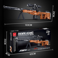 Senapan Sniper Mork AWM Model Blok Bangunan Senjata DIY Permainan Perang Mainan Senjata Militer untuk Anak Laki-laki