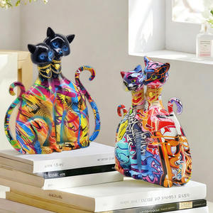 Figura Decorativa de Gato con Graffiti, Resina Epoxi, Escultura Artística para el Hogar, Vinoteca, Sala de Estar - Product Image 4