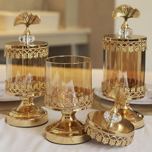 Contenitori in Vetro Dorato per Caffè, Caramelle, Tè, Zucchero, Barattoli per Conservazione, Decorazione per Feste con Frutta Secca, Scatola in Vetro per Conservazione - Product Image 4