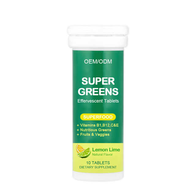 Private Label Superfood Super Greens Effervescent Tablets Adult-Directed Dietary Supplement for Beauty Detox Support Green Color