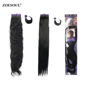 Goedkope Voorraad 1Pc 26 Inch Japan Hoge Temperatuur Fiber Synthetische Lange Rechte Haar Weven Voor Afro Vrouwen