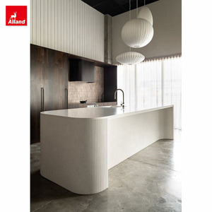 Alland Tùy Chỉnh Sideboard Sơn Màu Reeded Rãnh Rãnh Bảng Điều Chỉnh Cong Tủ Bếp Bằng Đá Cẩm Thạch Trắng Ăn Uống Vòi Nước - Product Image 4