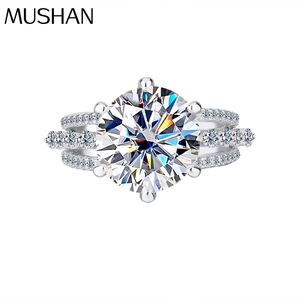 Anillo de Moissanita Clásico de Seis Puntas, Tres Vidas, Tres Mundos, de Plata S925 con Diamante de Moissanita, de la Fábrica de Joyería MUSHAN - Product Image 1