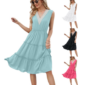 Vestido de Playa JAC22 HL121 <span class=keywords><strong>para</strong></span> Mujer, Estilo Casual con Cuello en V, Encaje, Cómodo, Fresco y Sexy - Product Image 1