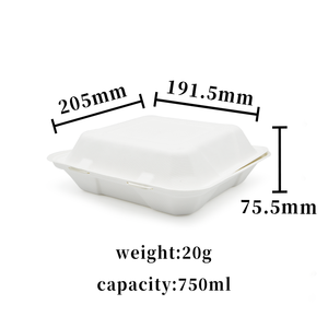100% phân hủy sinh học 8 inch bột mía bã mía <span class=keywords><strong>container</strong></span> vỏ sò khay sinh thái thân thiện cho bao bì thực phẩm - Product Image 4
