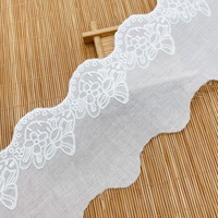 Accessoires pour jupes et robes en coton tissé à motifs ajourés et petites fleurs - Dentelle en tissu de coton soluble dans l'eau