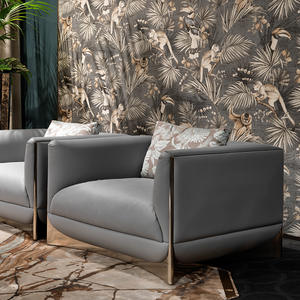 Sofá de Tela de Estilo Italiano, Ligero y de Lujo, Forma Recta, Tres Plazas, Tapizado con Relleno de Espuma, para Villa, Mansión o Apartamento Grande - Product Image 3