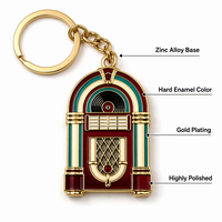 Porte-clés en émail dur sur le thème de la musique personnalisé, plaqué or de qualité supérieure, en alliage de zinc, souvenir de jukebox, guitare, vinyle, pour cadeau