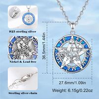 Collier Pentagramme Pentacle Merryshine avec Opale Bleue, Bijou Pagan Wiccan pour Femme