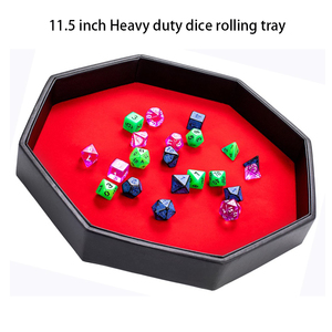 Plateau à dés octaédrique en cuir PU fait main avec pierres précieuses personnalisées noires diversifiées pour jeux de société et jeux de rôle - Product Image 4