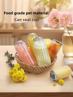 Bouteilles et pots en plastique PET jetables, surface brillante scellée, pour thé au lait, jus de fruits, bière, champagne et soda