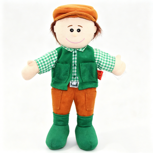 Marioneta de Mano Personalizada de Granjero con Sombrero y Traje, Marioneta de Peluche de Cuerpo Completo de Personaje de Granja para Niños, Juego de Imitación - Product Image 1
