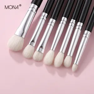 MONA 2024 produk baru hitam 25 buah Set sikat Makeup rambut sintetis gagang kayu dengan tas