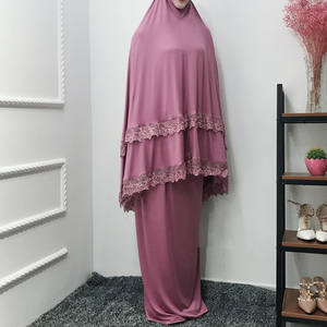 Ensemble de deux pièces <span class=keywords><strong>pour</strong></span> prière musulmane, Robe Abaya de prière, Hijab, caftan, Khimar, Jilbabs, moyen-orient - Product Image 4