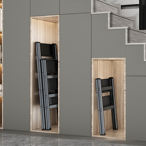 Scala Pieghevole Moderna in Acciaio Nero - Certificata EN131 - Sgabello Domestico e Supporto per Piante Decorativo - Design Sottile Salvaspazio - Product Image 6