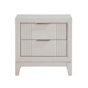 DB Modern Bedroom Furniture Antique <b>White</b> Finish 1pc <b>Nightstand</b> 2x MDF Drawers Reeded Fronts Bedside Cabinet for Apartment Use - Product Image 1