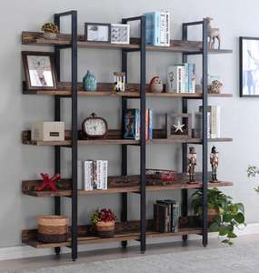 Estantería de madera con marco de metal, estantería para libros, estante de almacenamiento - Product Image 1