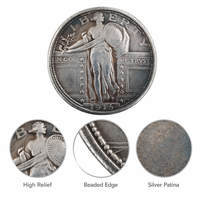 Moneda Conmemorativa Personalizada de la Libertad, Chapada en Plata Antigua, Relieve 3D, Medalla de Metal, Arte Coleccionable, Regalo, OEM, ODM