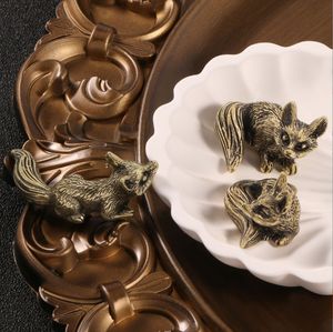 Piccola volpe in ottone statua-volpe figurina ornamento decorativo per soggiorno-commercio all'ingrosso - Product Image 3
