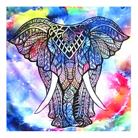 Peinture diamantée éléphant coloré, perceuse carrée complète, décoration d'intérieur S2F2483
