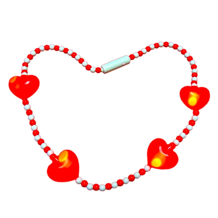 Flashing LED Light Up Heart Necklace Light Up Valentine's Day LED Toy Birthday Heart Decoration Valentine's Day Gifts