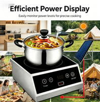 Kompor Induksi Keramik Portabel Tenaga Surya 600W DC 24V 30Ah dengan Baterai Lithium Terintegrasi, Bahan Stainless Steel untuk Rumah Tangga, Luar Ruangan, dan Berkemah