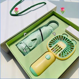 Ensemble cadeau pour filles en gros, 2 pièces, éventail et mini parapluie, pour femmes, joyeux anniversaire, pour promotion - Product Image 4