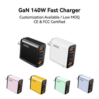 Commande en gros Chargeur mural GaN 140W à 5 ports pour téléphone, rapide, multi-prises US, coloré, alimentation directe usine