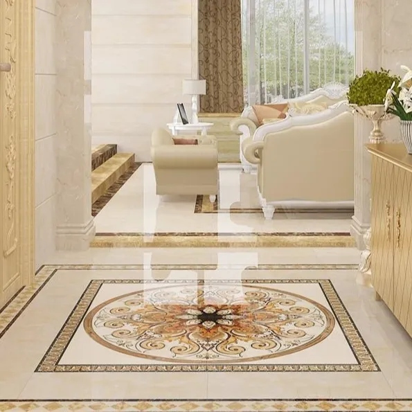Custom Hallway Floor Painting Glazed Stone Slabs Wall Tiles Porcelain For Interior Living Room