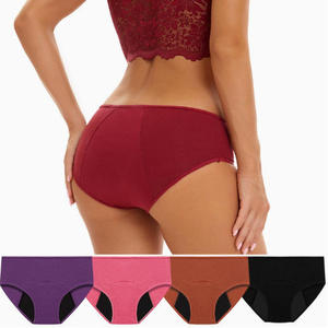 Mutande da <span class=keywords><strong>donna</strong></span> taglie forti a vita bassa senza cuciture, slip fisiologici, mutandine mestruali comode e a prova di perdite per il ciclo. - Product Image 1